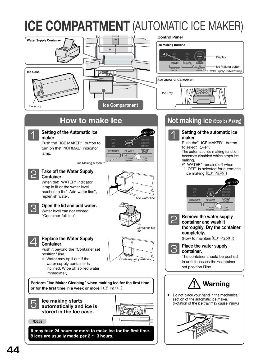 Hitachi r-sf42bms operation manual How to make Ice 