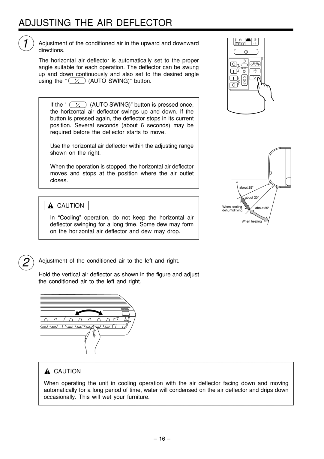 Hitachi RAS-51CHA3 instruction manual Adjusting the AIR Deflector 