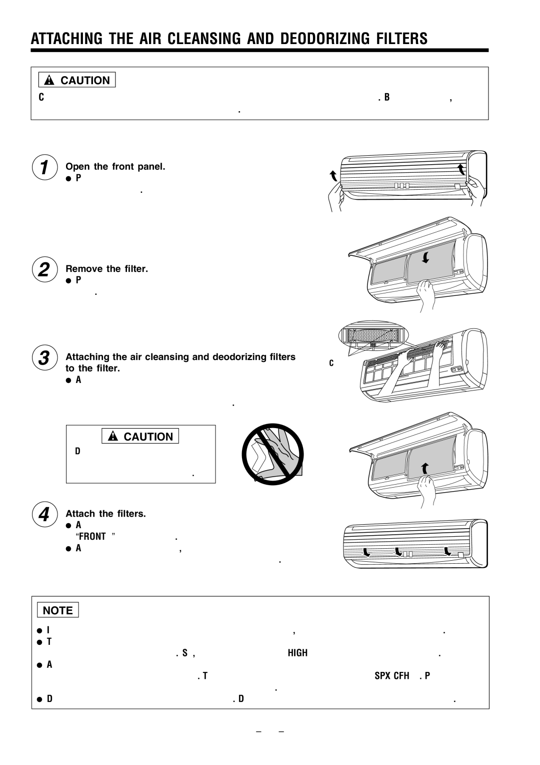 Hitachi RAS-51CHA3 instruction manual Attaching the AIR Cleansing and Deodorizing Filters 