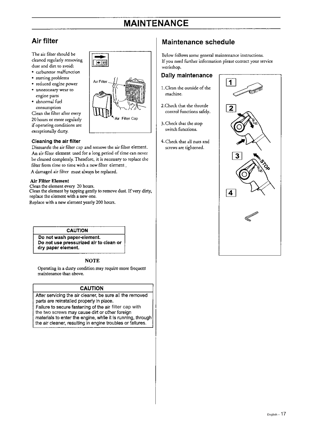 Hitachi RB 65EF manual Filter cap with Two screws 