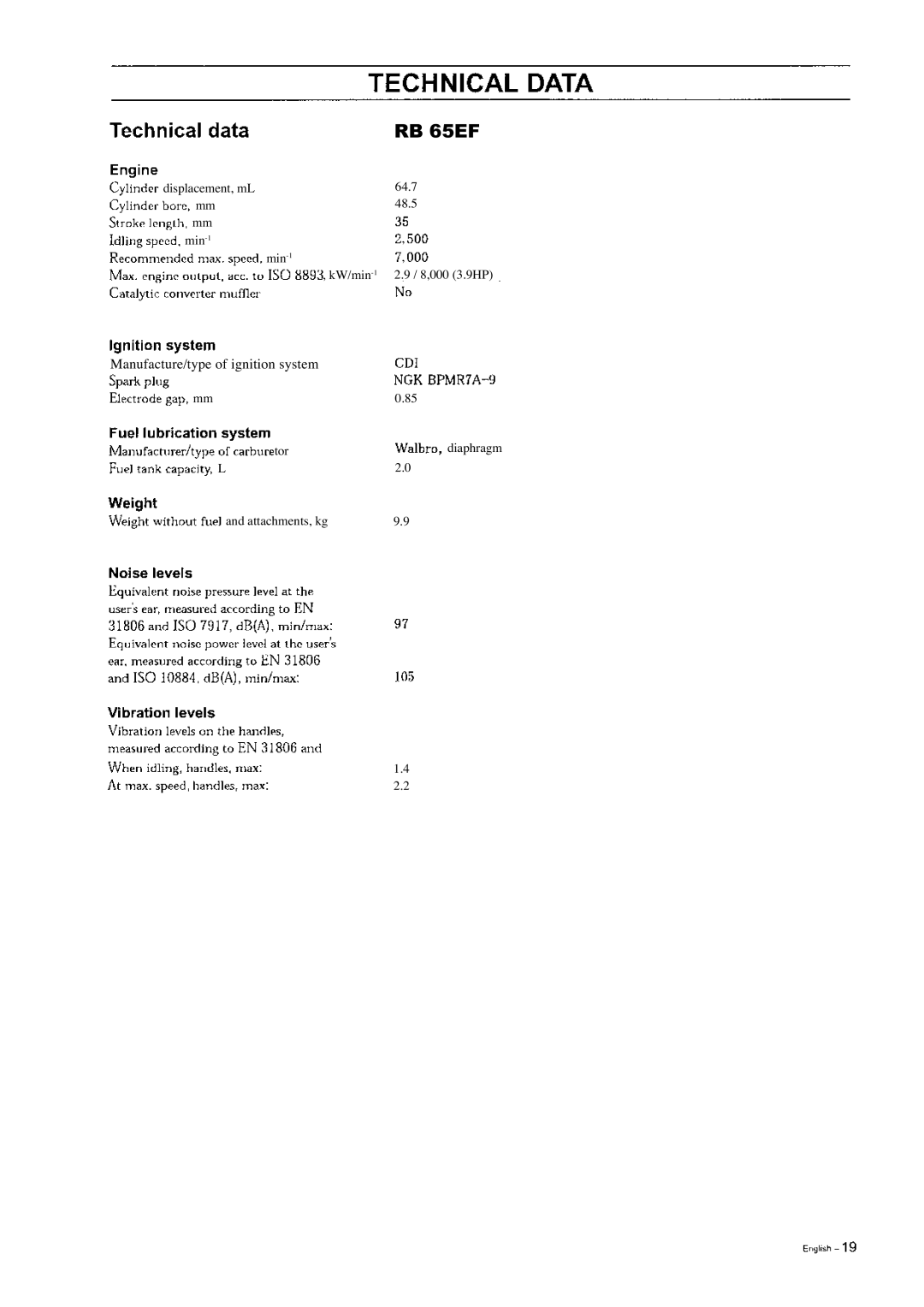 Hitachi RB 65EF manual 