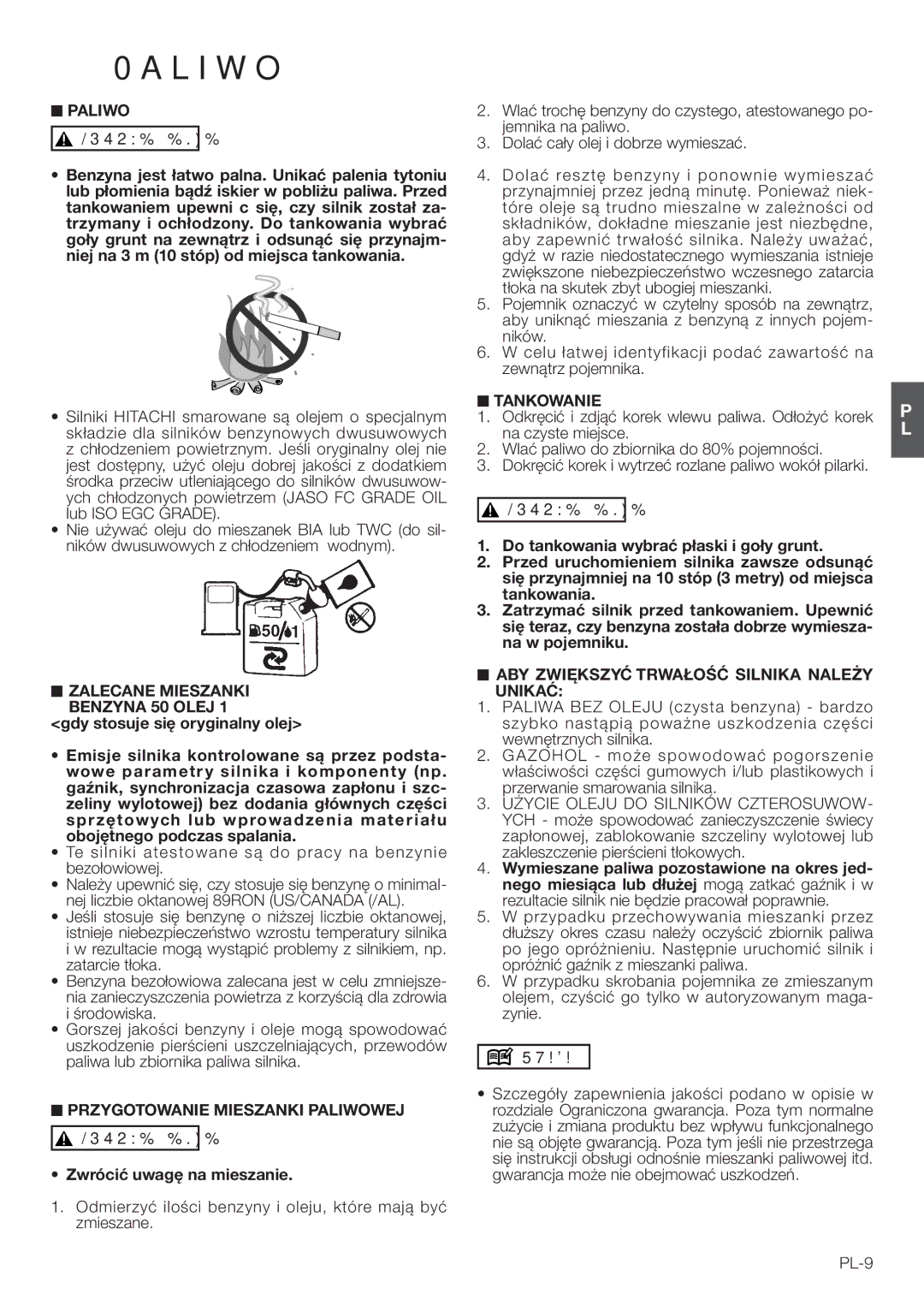 Hitachi RB160EF owner manual  0ALIWO, GDY Stosuje SIÁ Oryginalny OLEJ 