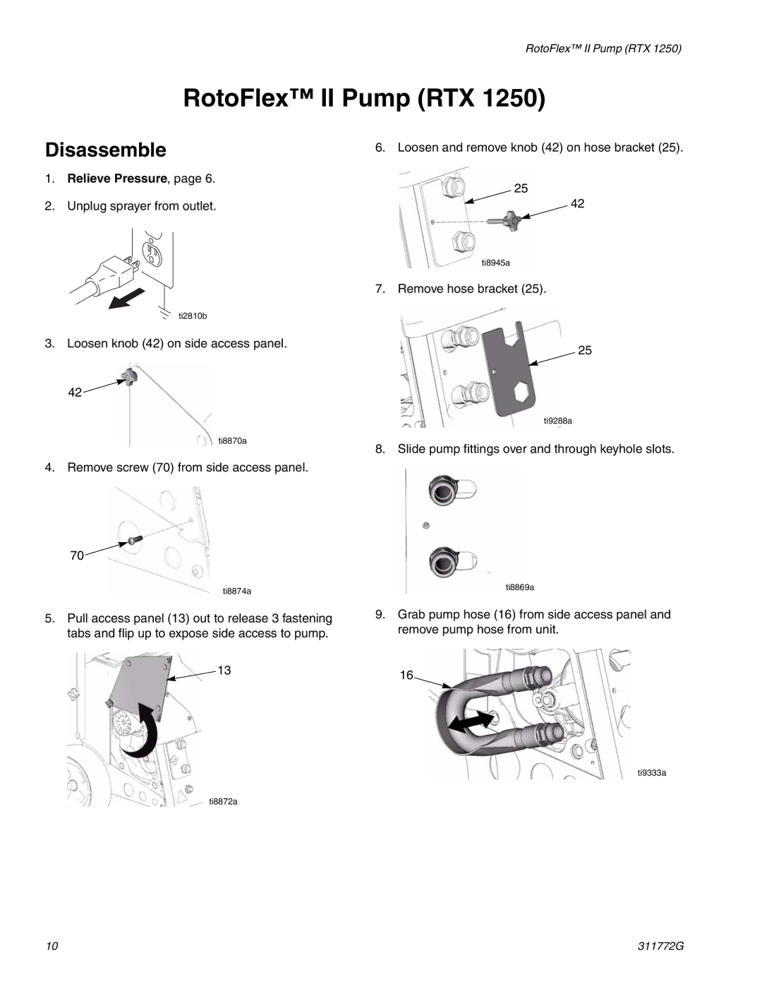 Hitachi RTX 900 important safety instructions Loosen knob 42 on side access panel 