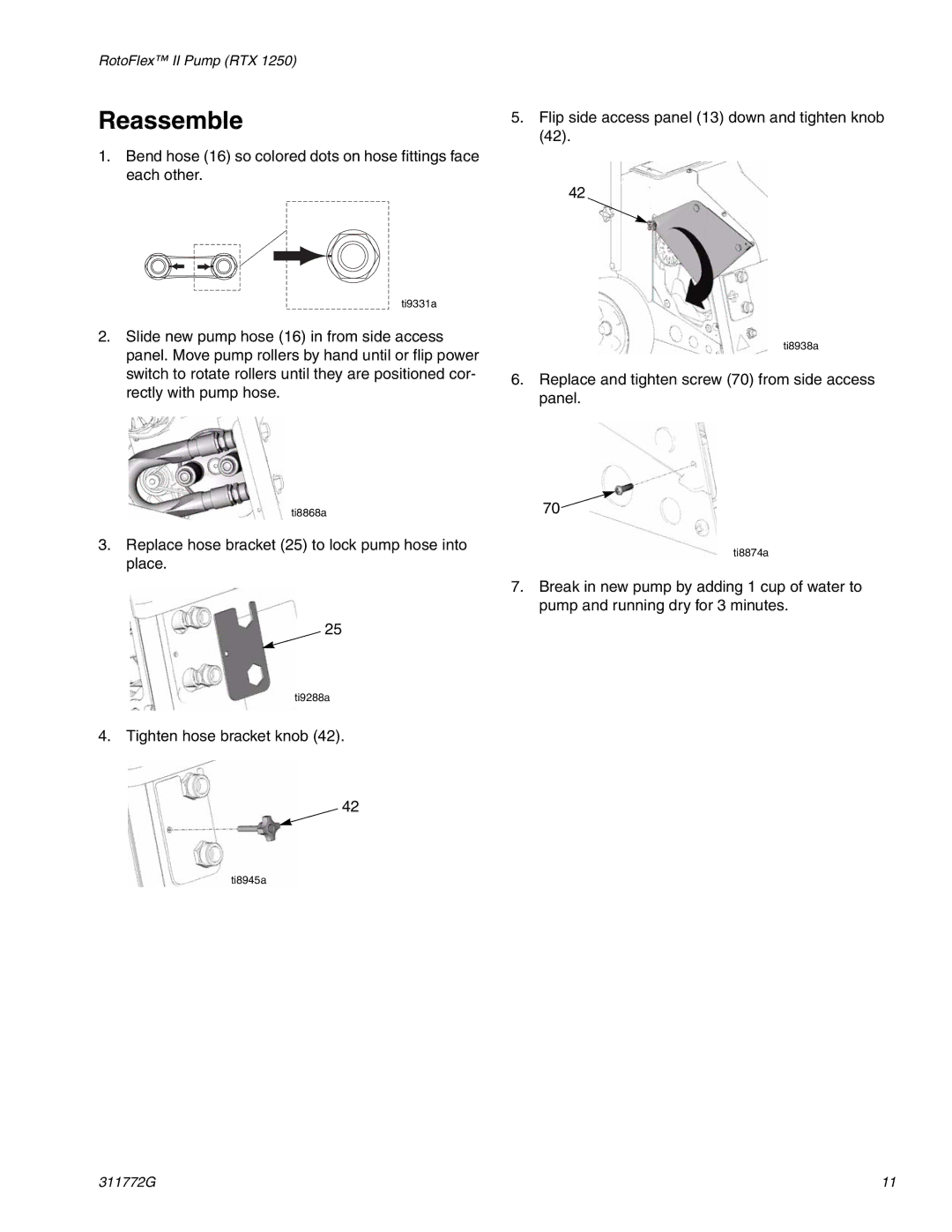 Hitachi RTX 900 important safety instructions Replace hose bracket 25 to lock pump hose into place 