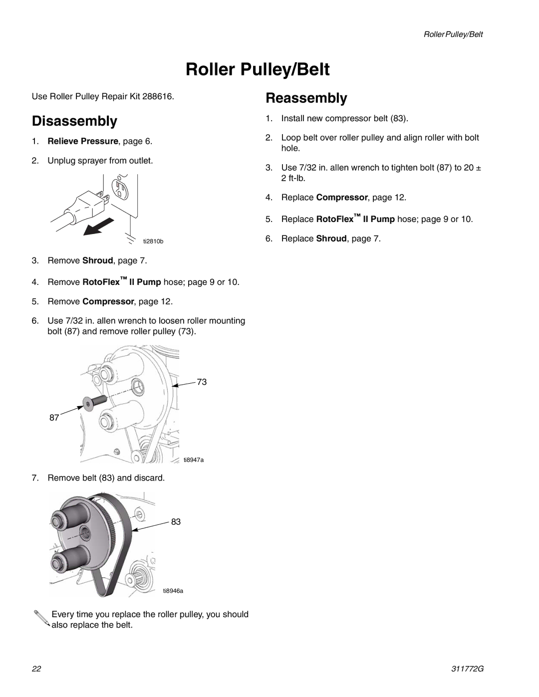 Hitachi RTX 900 important safety instructions Roller Pulley/Belt 