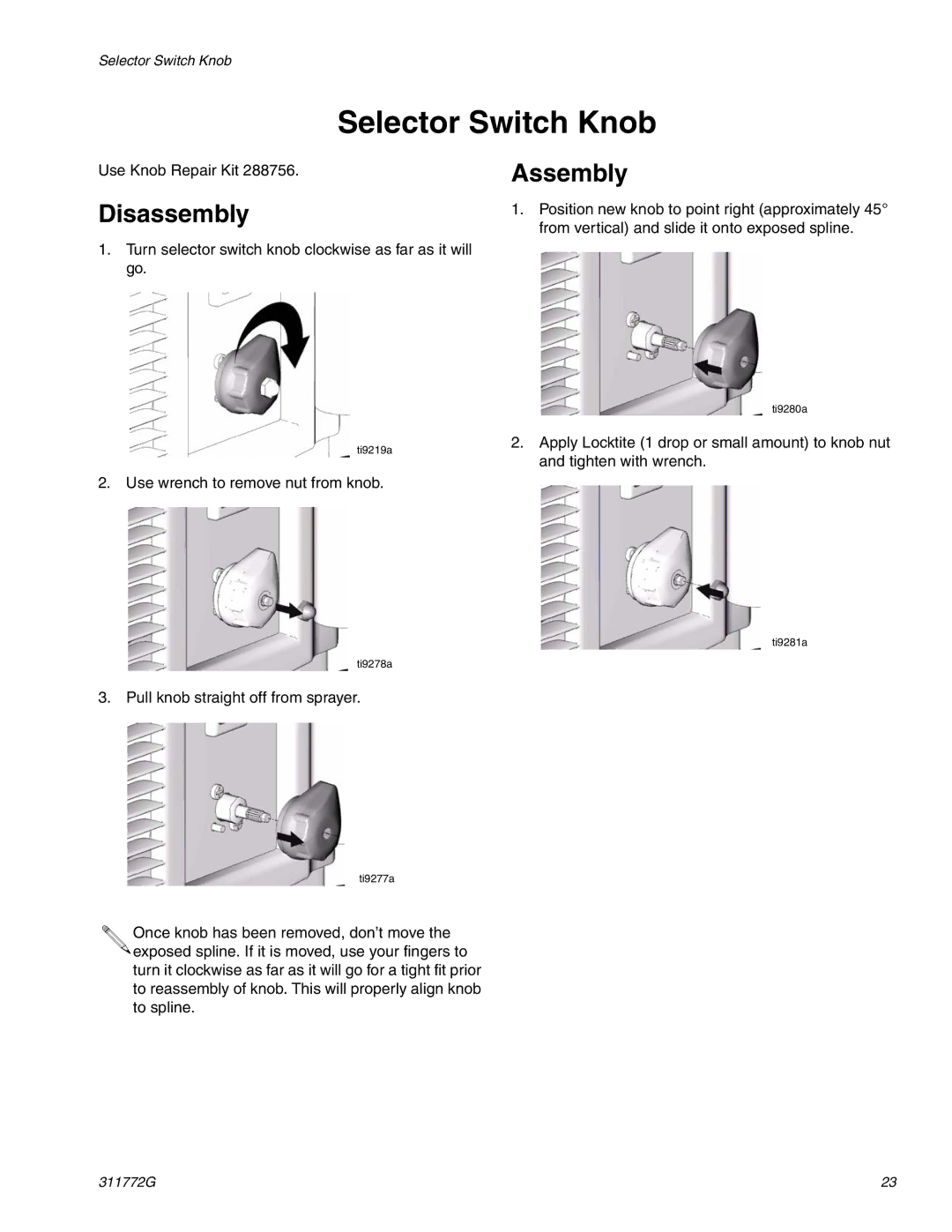 Hitachi RTX 900 important safety instructions Selector Switch Knob, Assembly 
