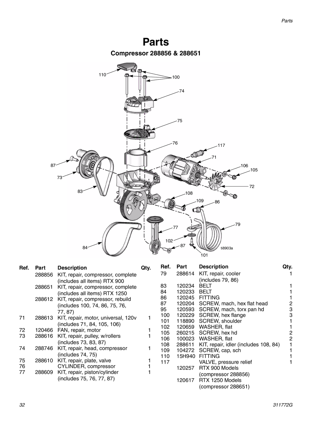 Hitachi RTX 900 important safety instructions Compressor 288856, Fitting 