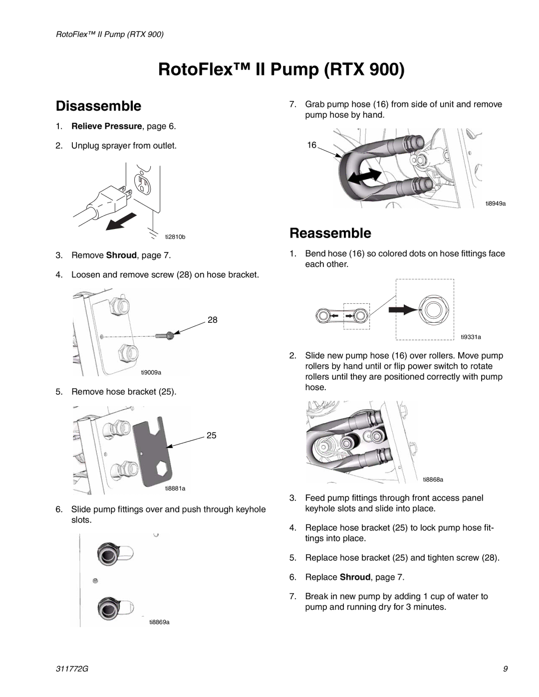 Hitachi RTX 900 important safety instructions RotoFlex II Pump RTX, Disassemble, Reassemble 