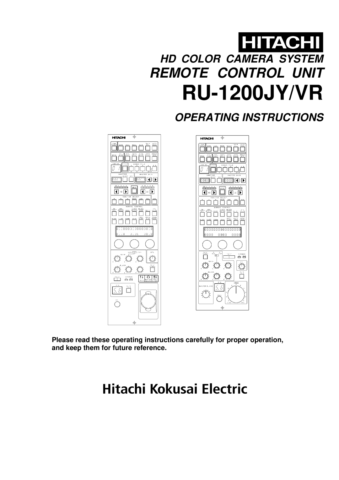 Hitachi RU- 1200JY /VR operating instructions RU-1200JY/VR 