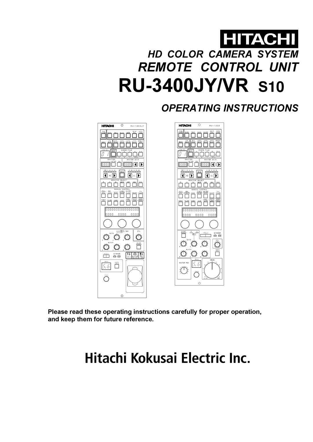 Hitachi RU-3400JY/VR S10 operating instructions 