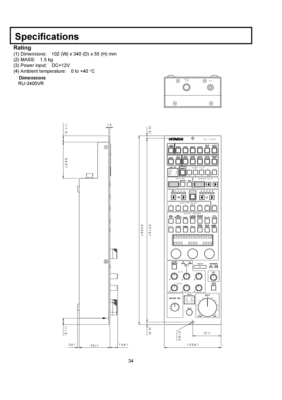 Hitachi RU-3400JY/VR S10 operating instructions RU-3400VR 