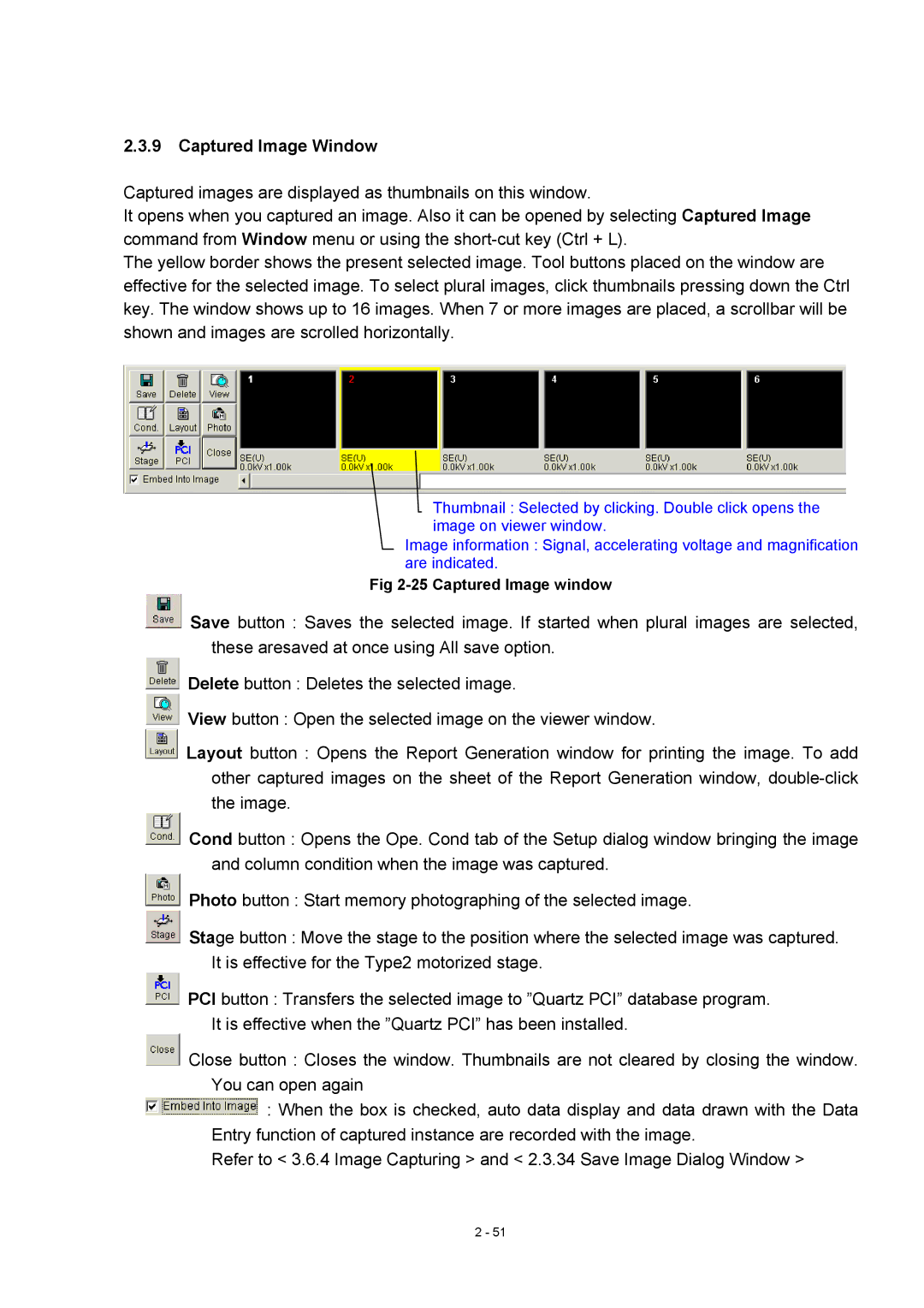 Hitachi S-4800 manual Captured Image Window 