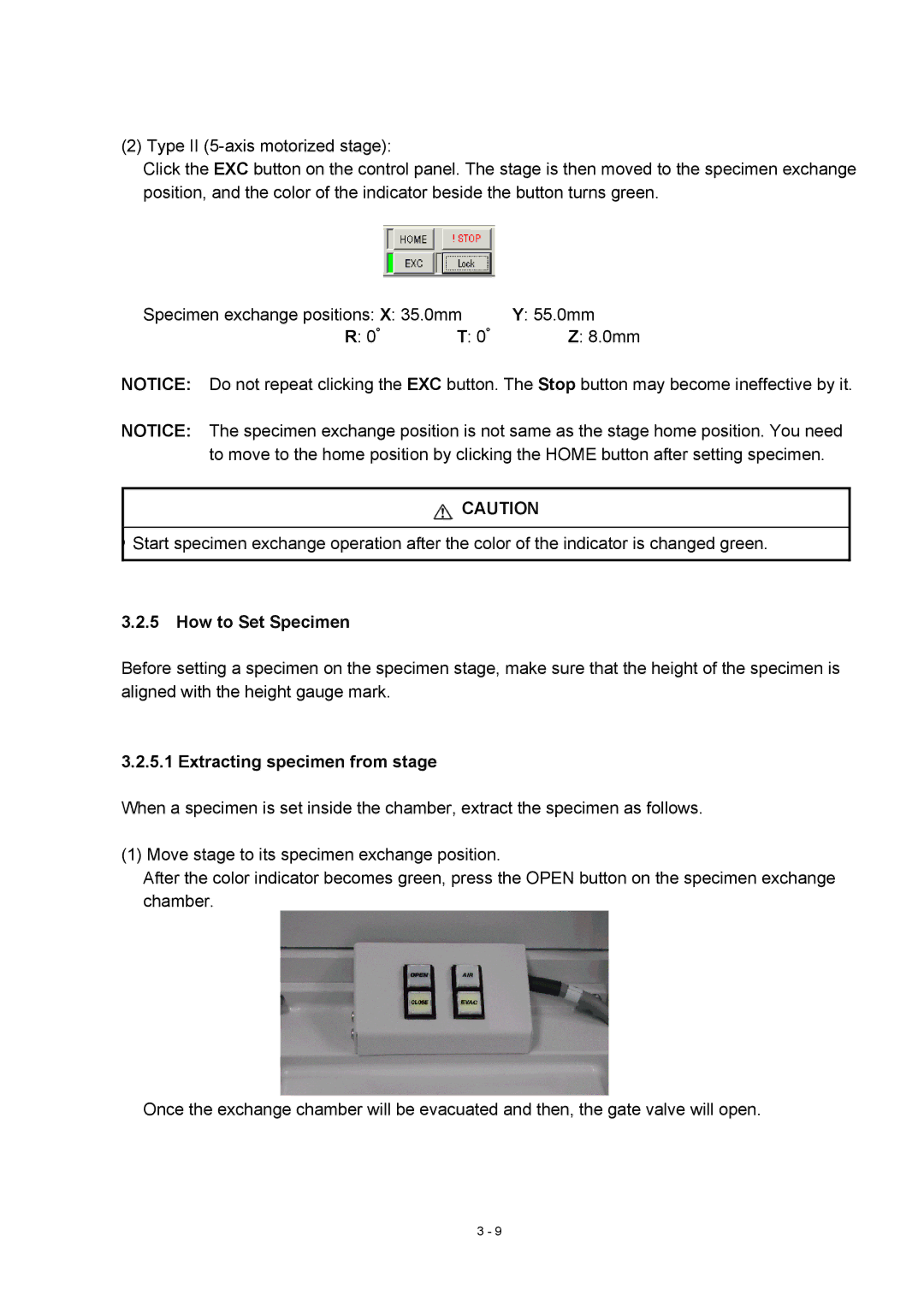 Hitachi S-4800 manual How to Set Specimen, Extracting specimen from stage 