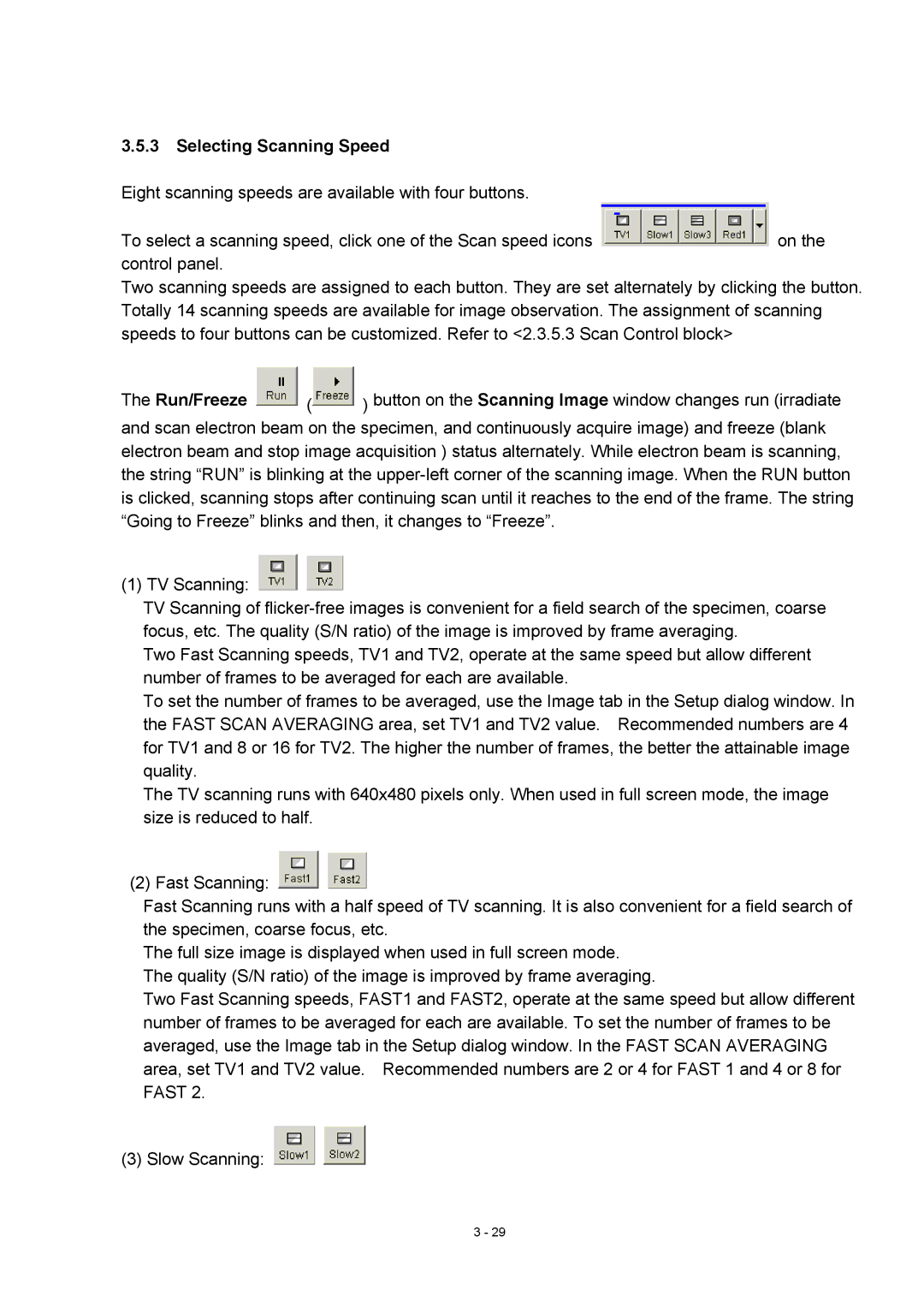 Hitachi S-4800 manual Selecting Scanning Speed 