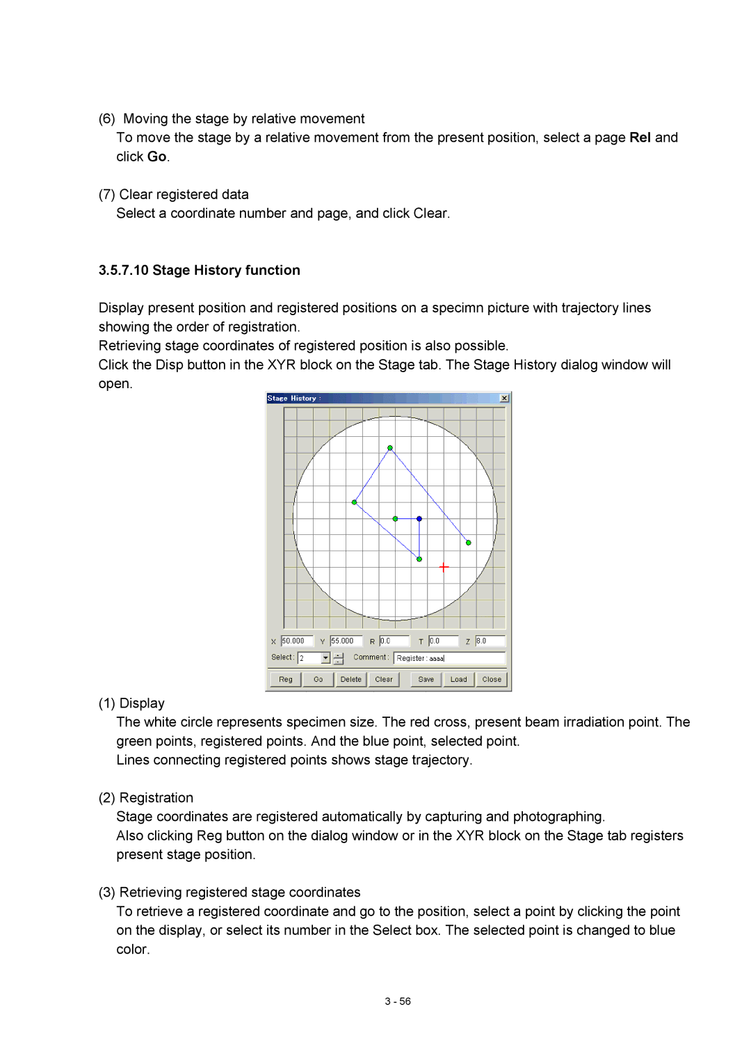 Hitachi S-4800 manual Stage History function 