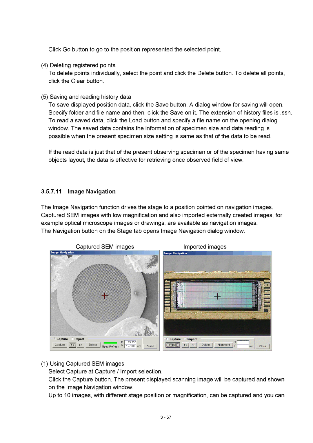 Hitachi S-4800 manual Image Navigation 