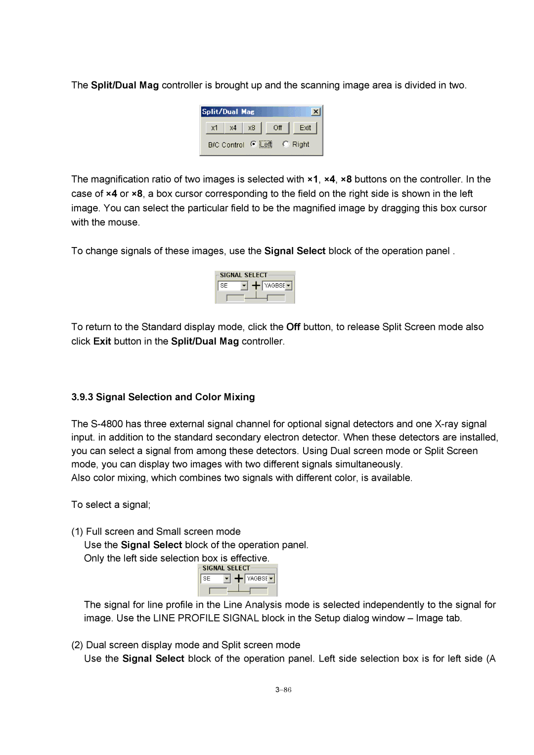 Hitachi S-4800 manual Signal Selection and Color Mixing 