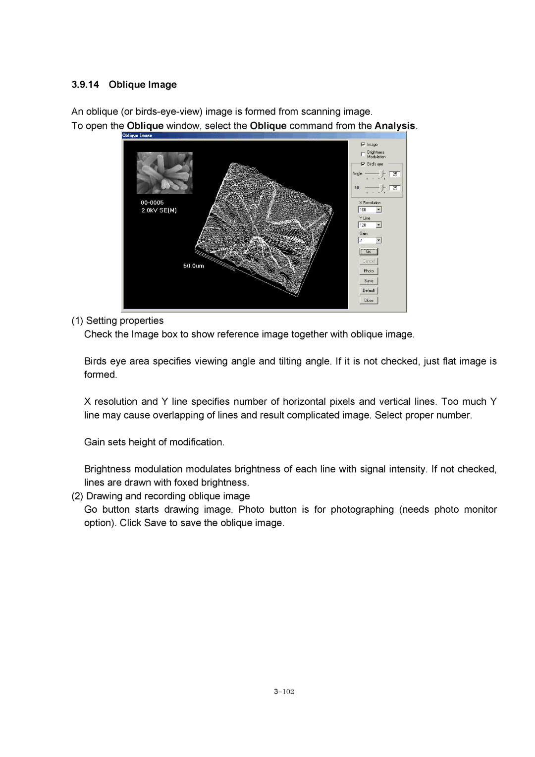 Hitachi S-4800 manual Oblique Image 