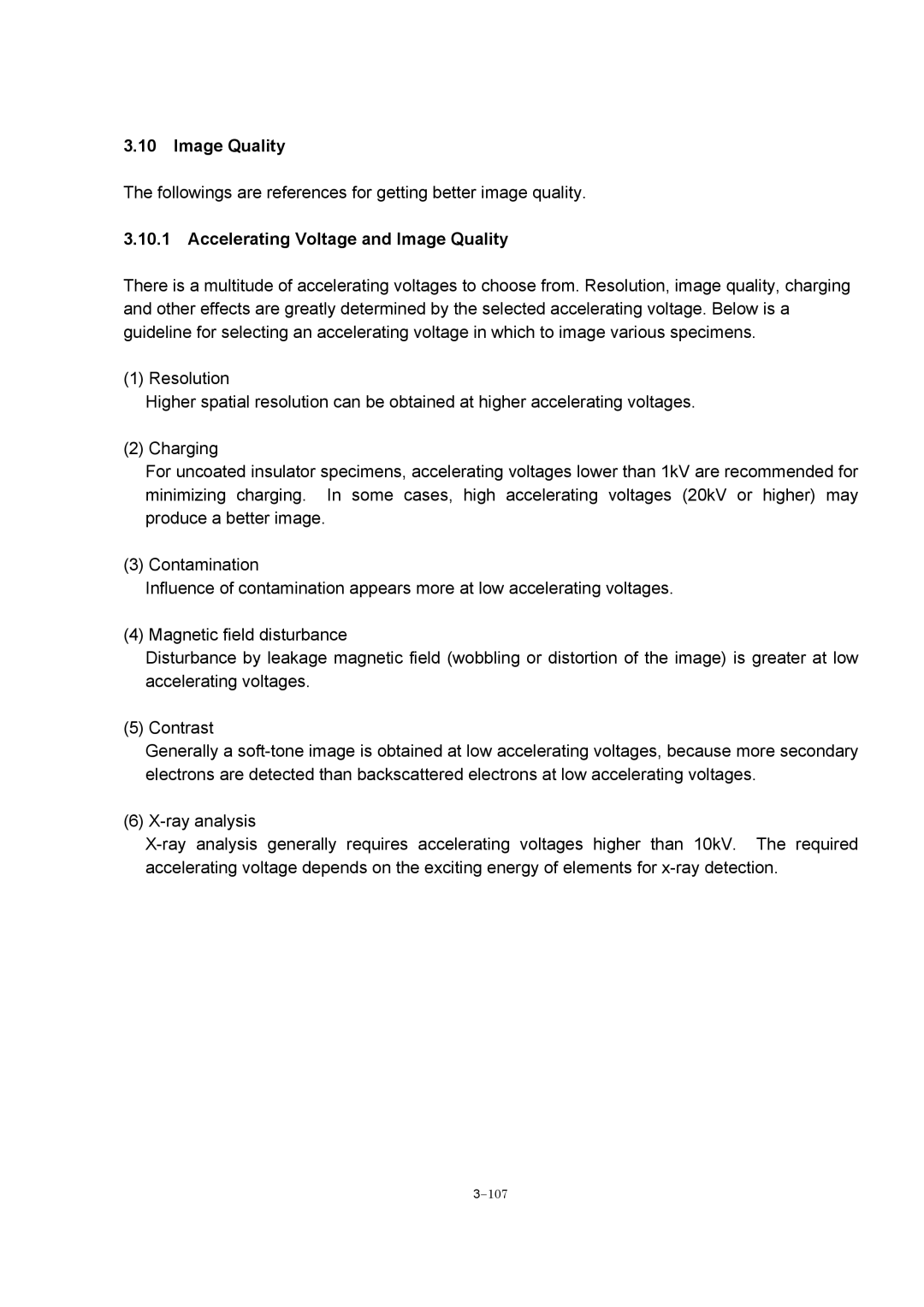 Hitachi S-4800 manual Accelerating Voltage and Image Quality 