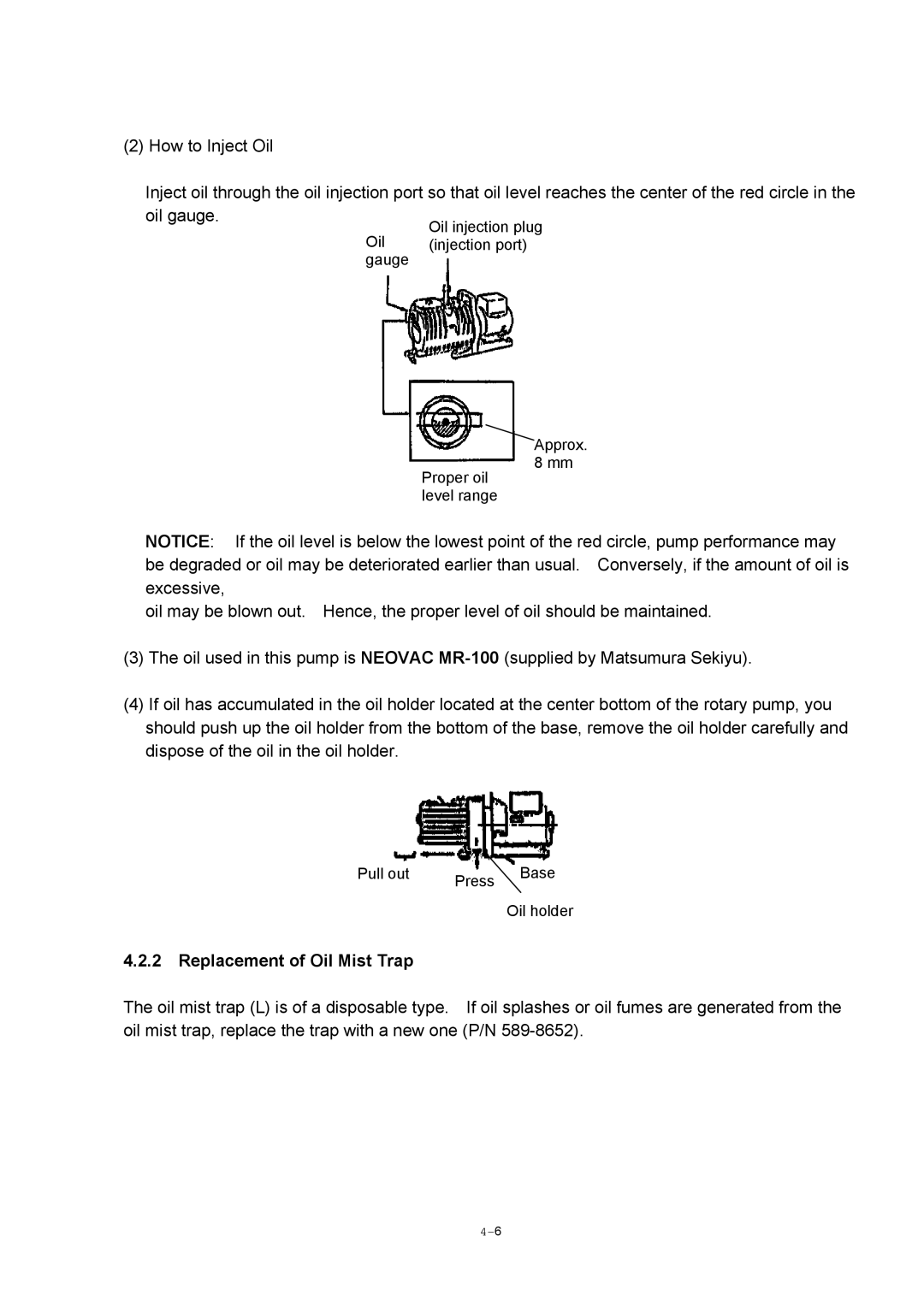 Hitachi S-4800 manual Replacement of Oil Mist Trap 