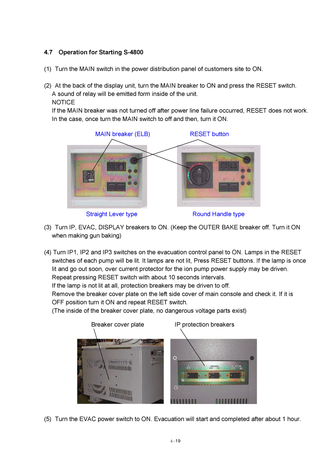 Hitachi manual Operation for Starting S-4800 