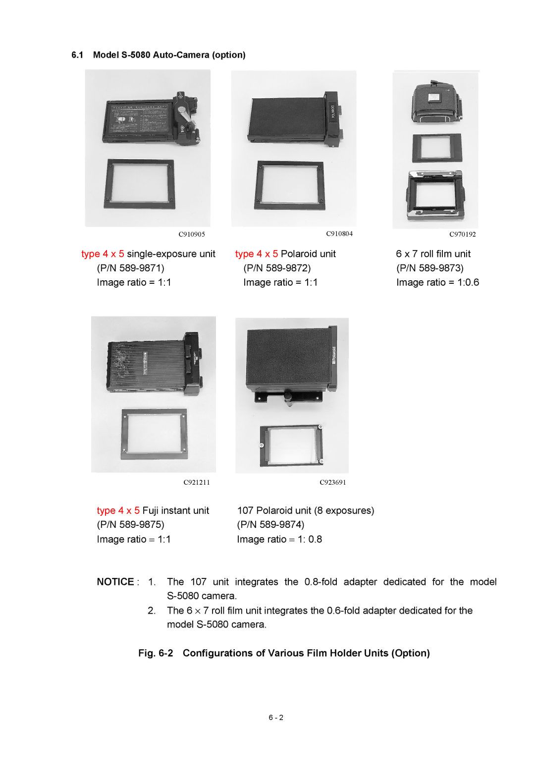 Hitachi S-4800 manual Configurations of Various Film Holder Units Option 