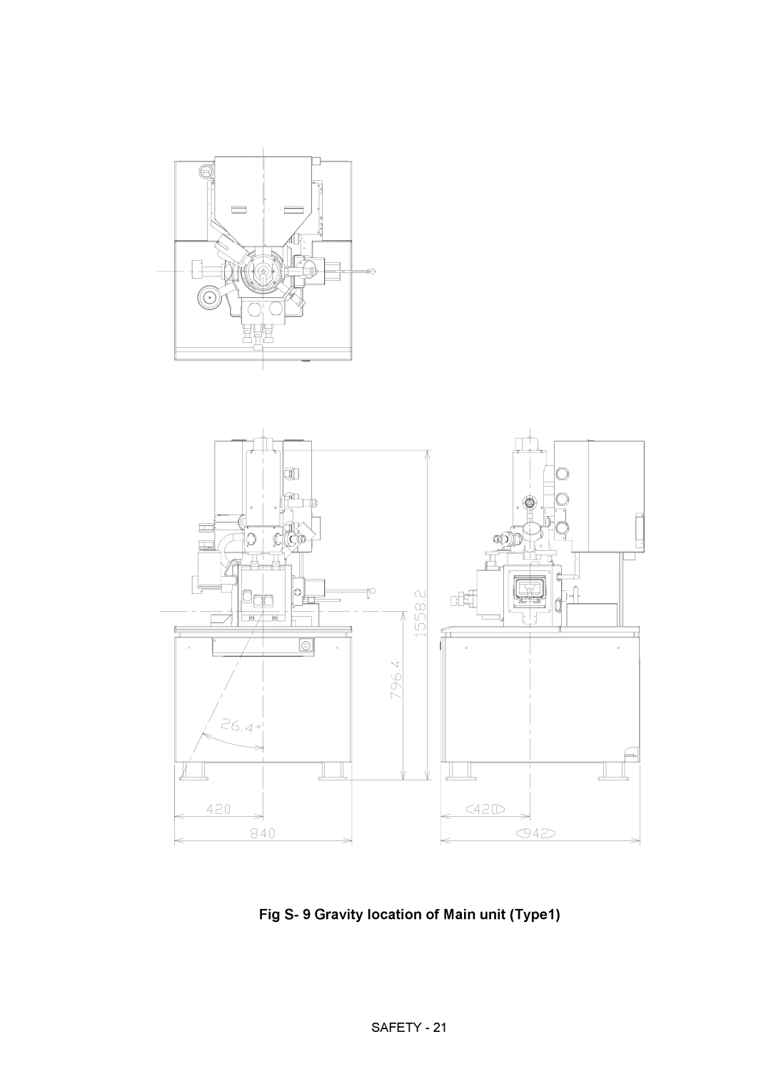 Hitachi S-4800 manual Fig S- 9 Gravity location of Main unit Type1 