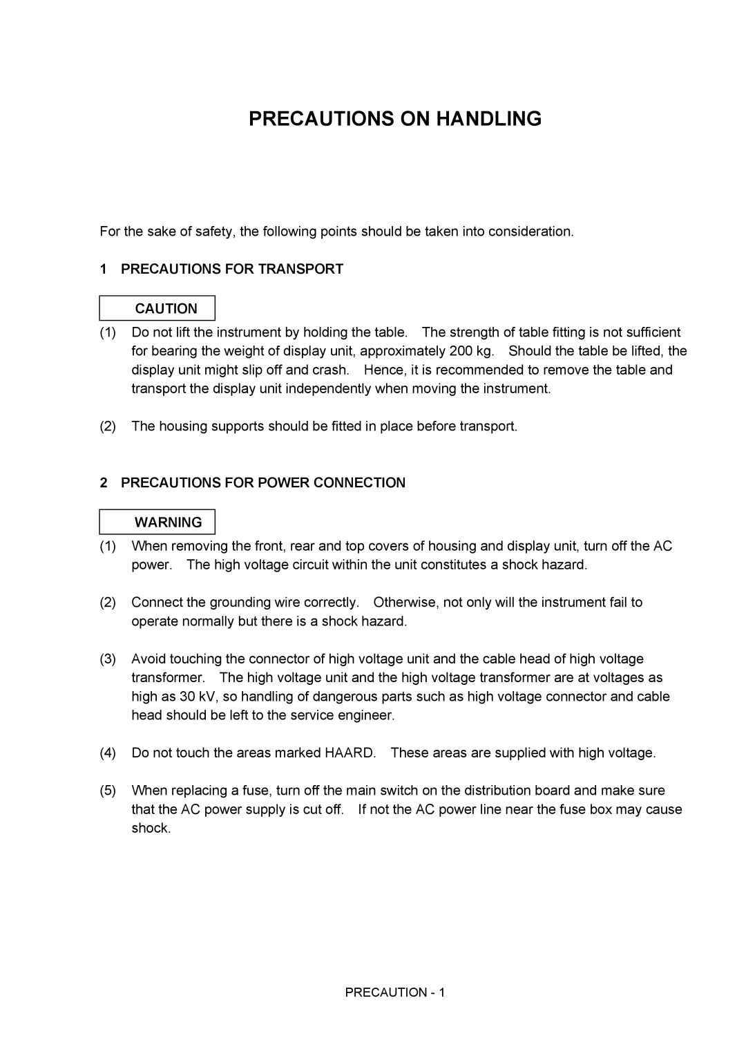 Hitachi S-4800 manual Precautions on Handling 