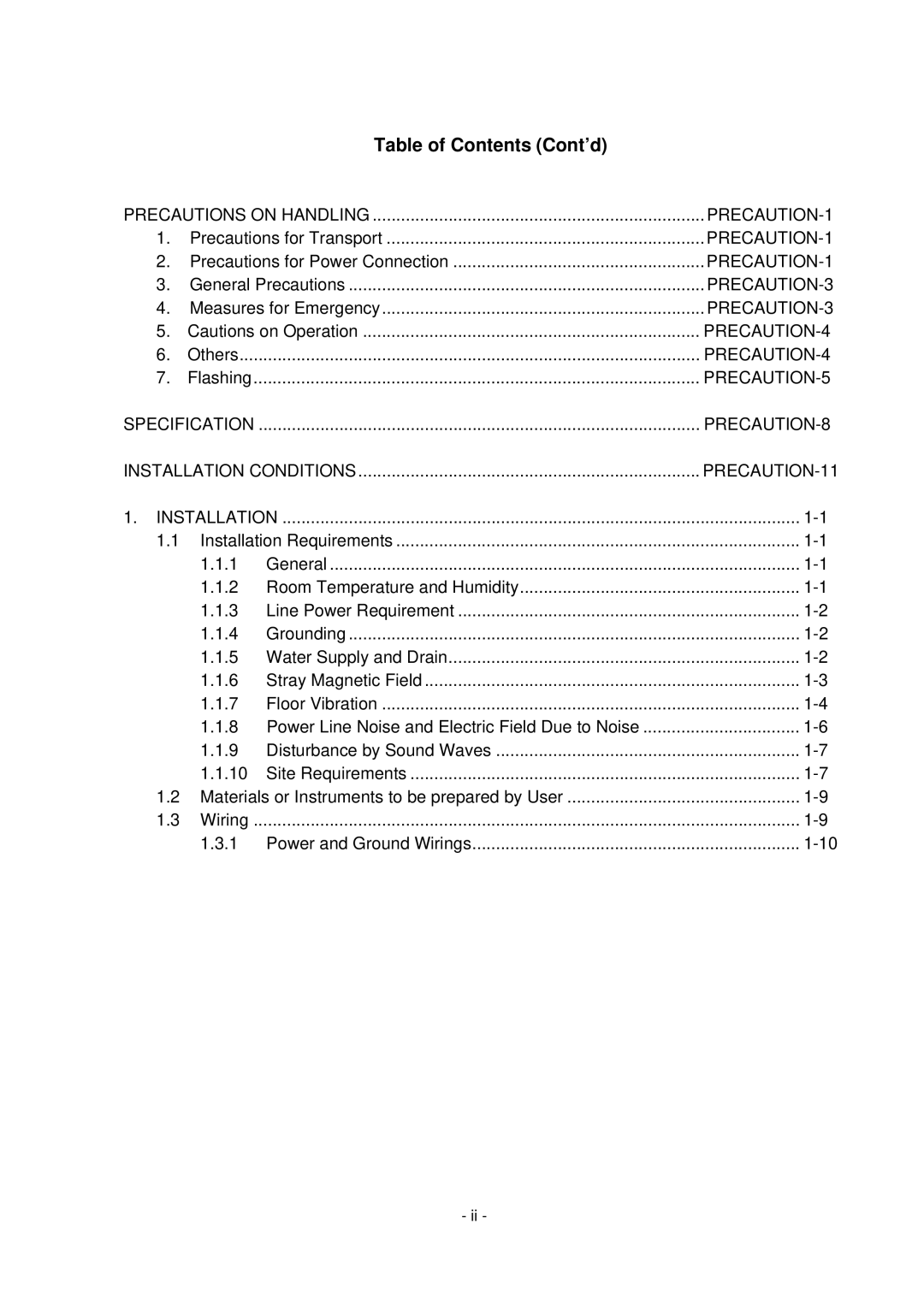 Hitachi S-4800 manual Table of Contents Cont’d 