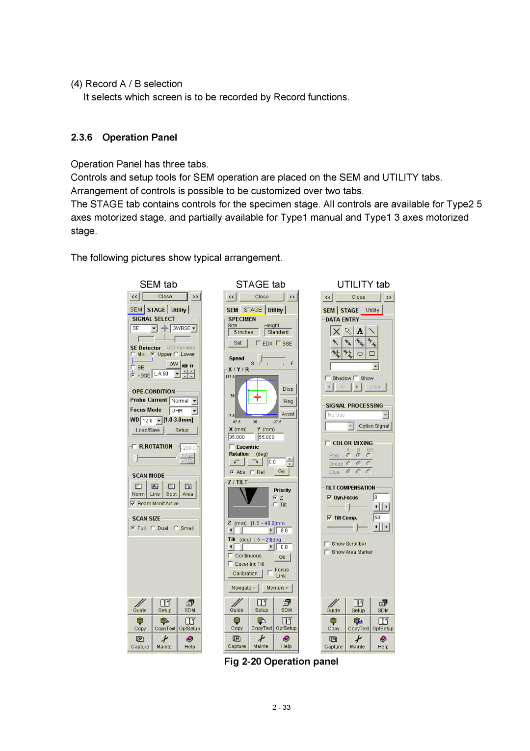 Hitachi S-4800 manual Operation Panel, Operation panel 