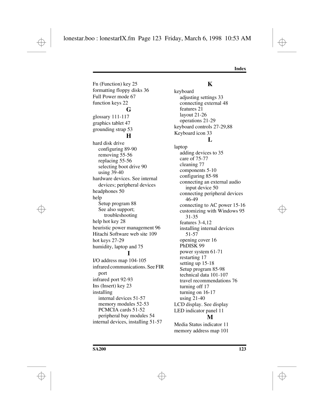 Hitachi manual SA200 123 