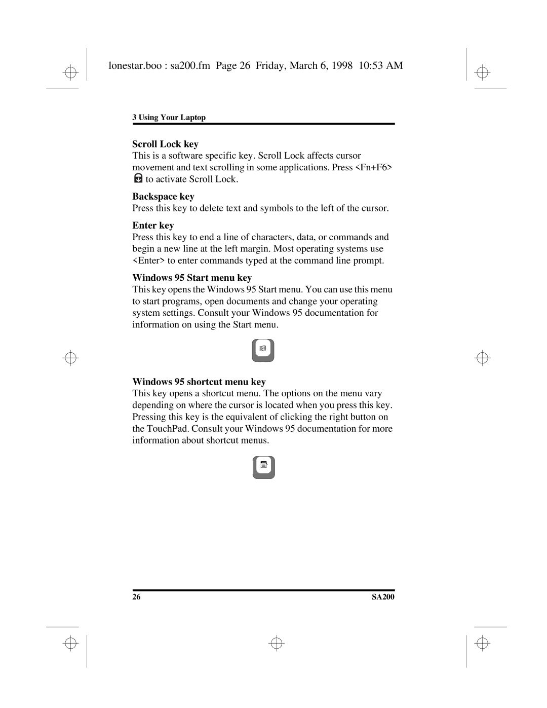 Hitachi SA200 manual Lonestar.boo sa200.fm Page 26 Friday, March 6, 1998 1053 AM 