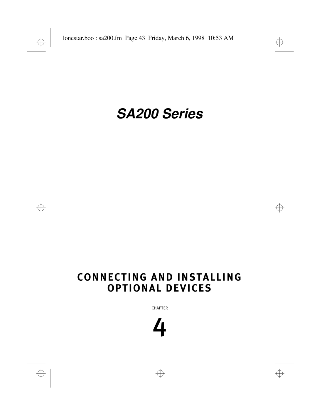 Hitachi SA200 Connecting and Installing Optional Devices, Lonestar.boo sa200.fm Page 43 Friday, March 6, 1998 1053 AM 