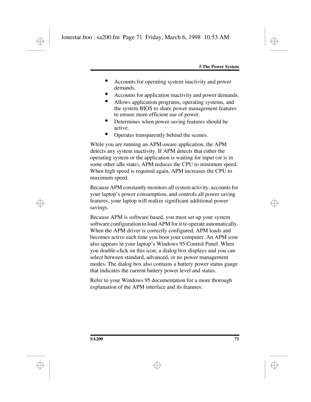 Hitachi SA200 manual Lonestar.boo sa200.fm Page 71 Friday, March 6, 1998 1053 AM 