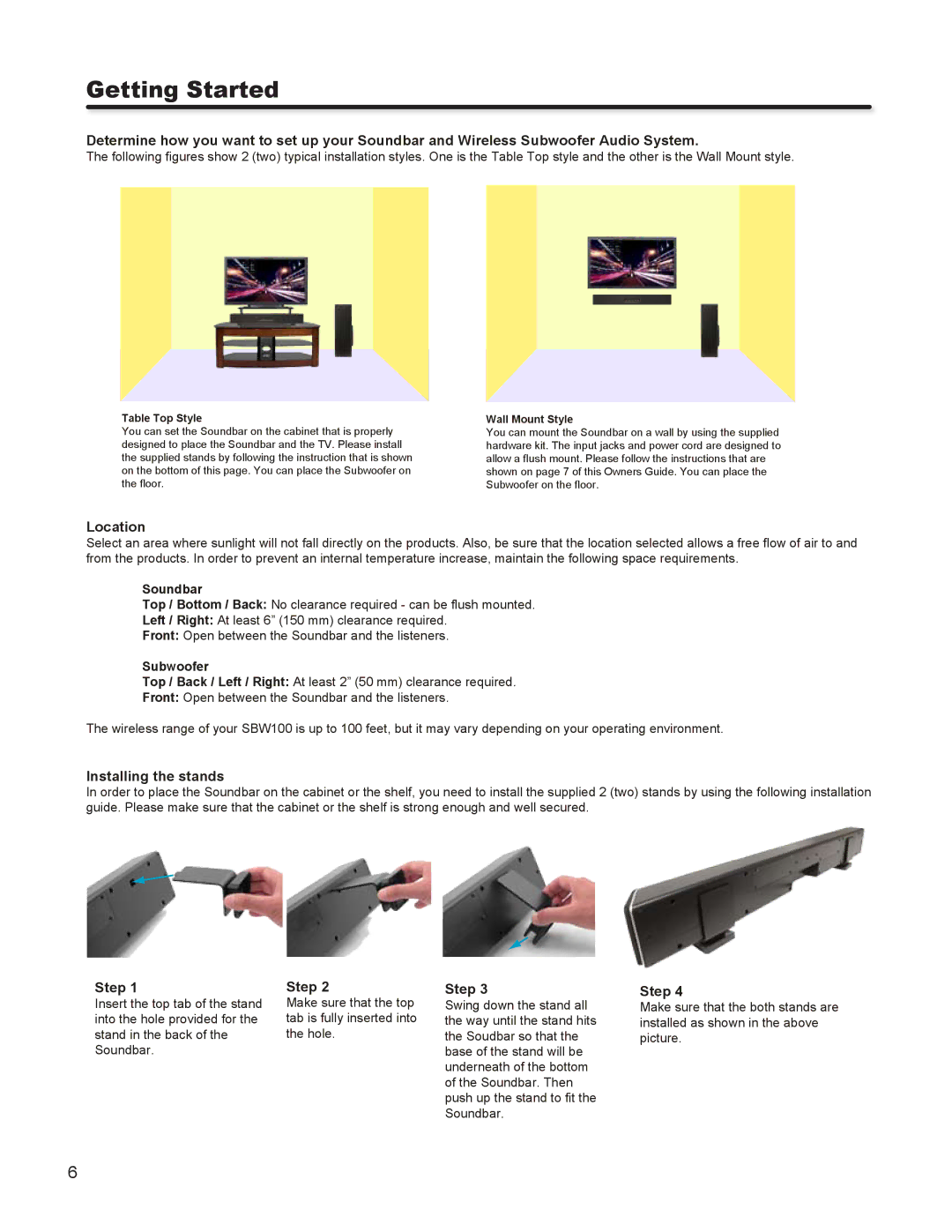 Hitachi SBW100 important safety instructions Getting Started, Table Top Style 