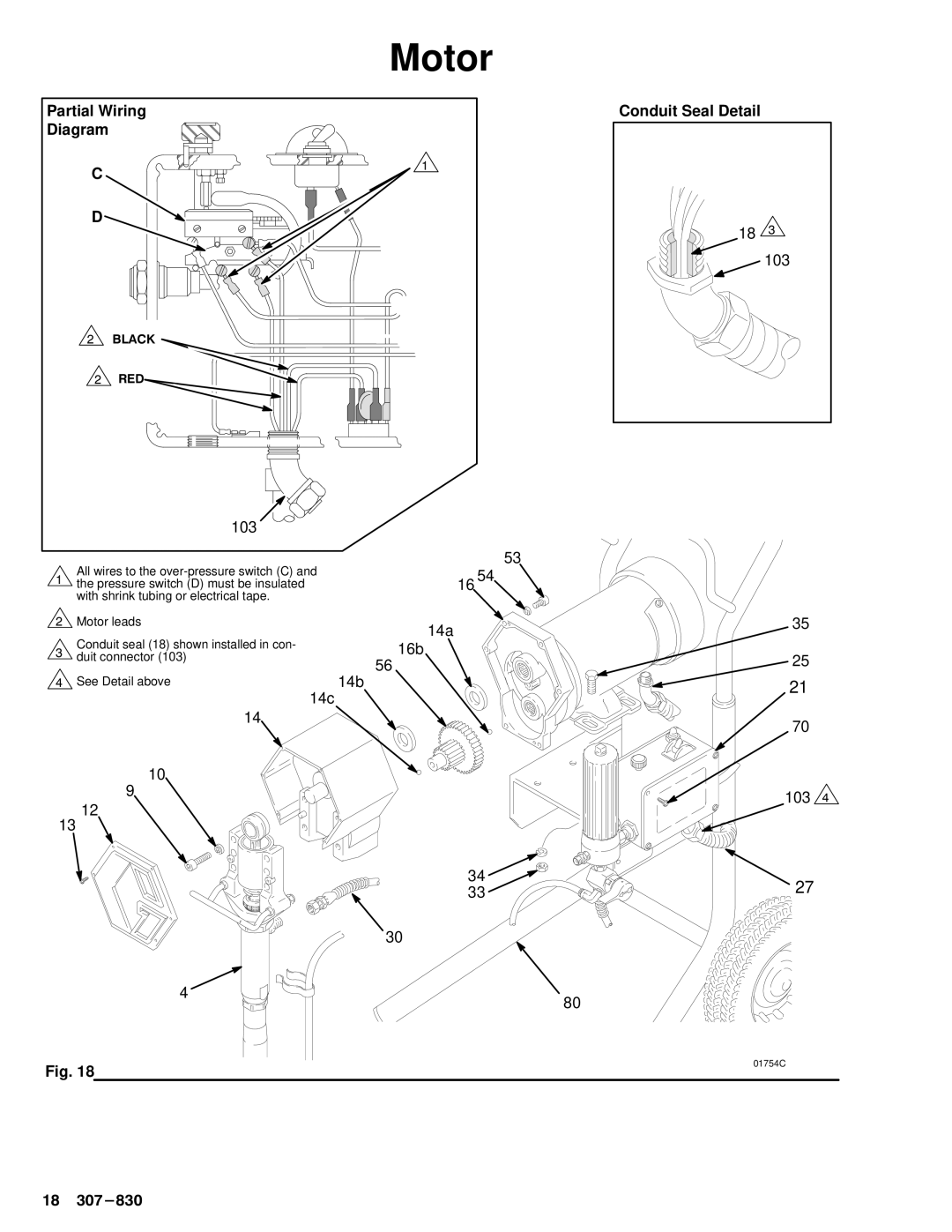 Hitachi SERIES D, 220-856 manual Partial Wiring Diagram, Conduit Seal Detail 