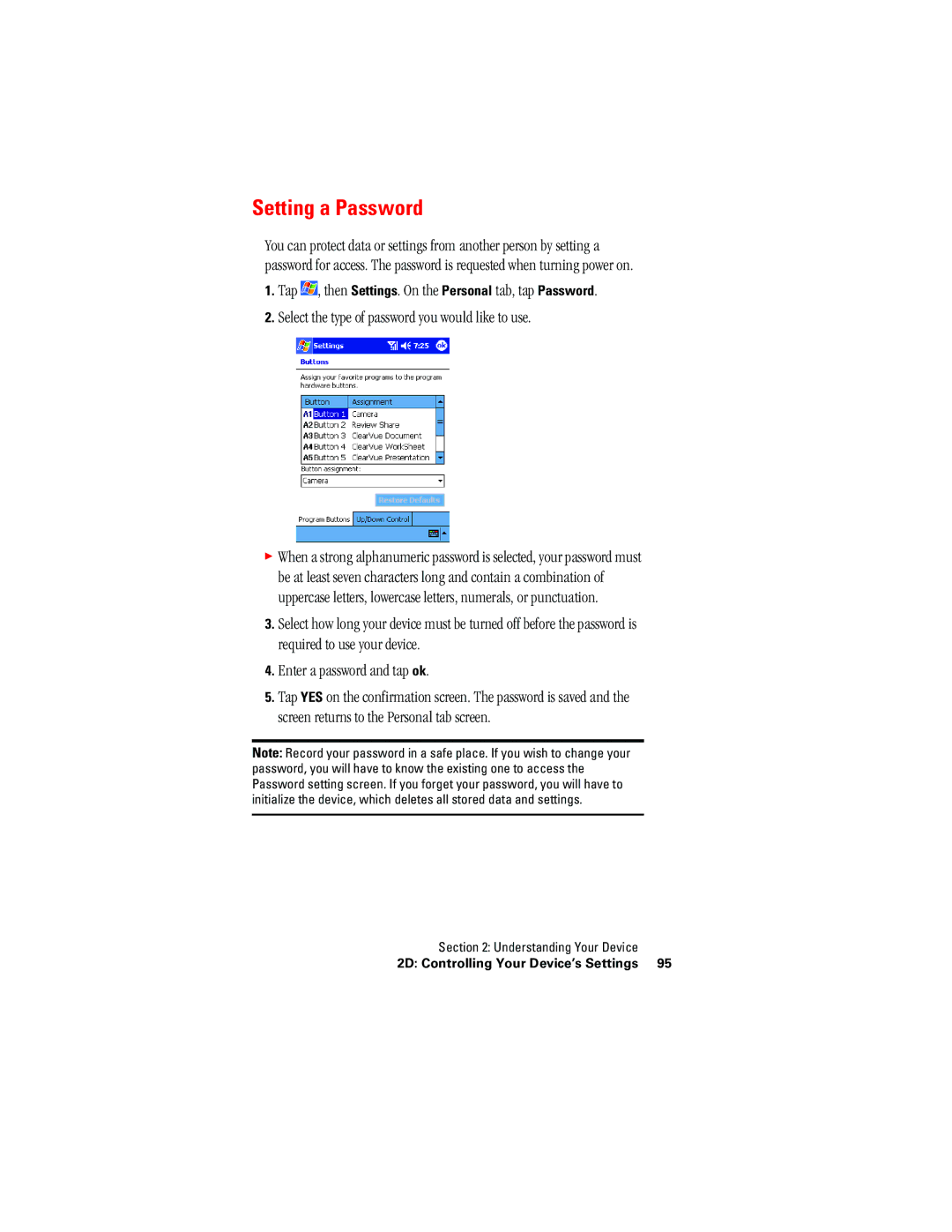 Hitachi SH-G1000 manual Setting a Password 