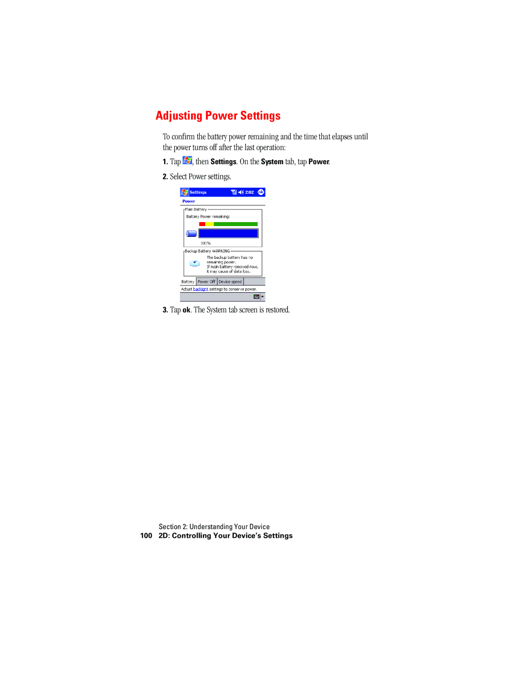 Hitachi SH-G1000 manual Adjusting Power Settings 