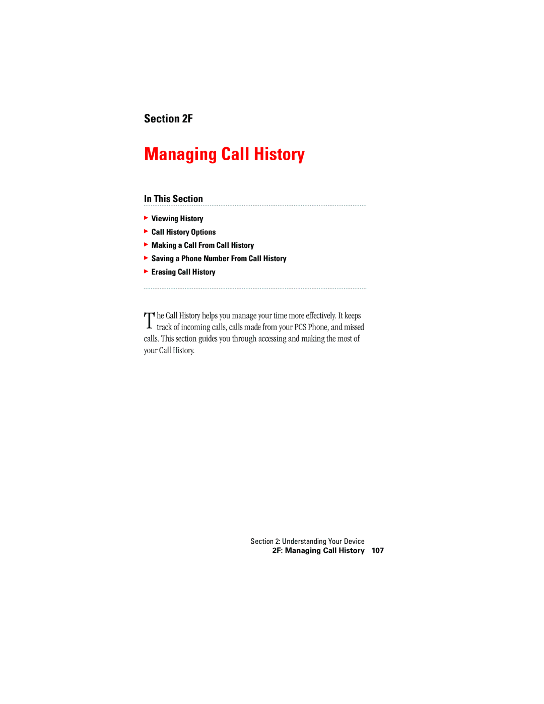 Hitachi SH-G1000 manual Managing Call History 