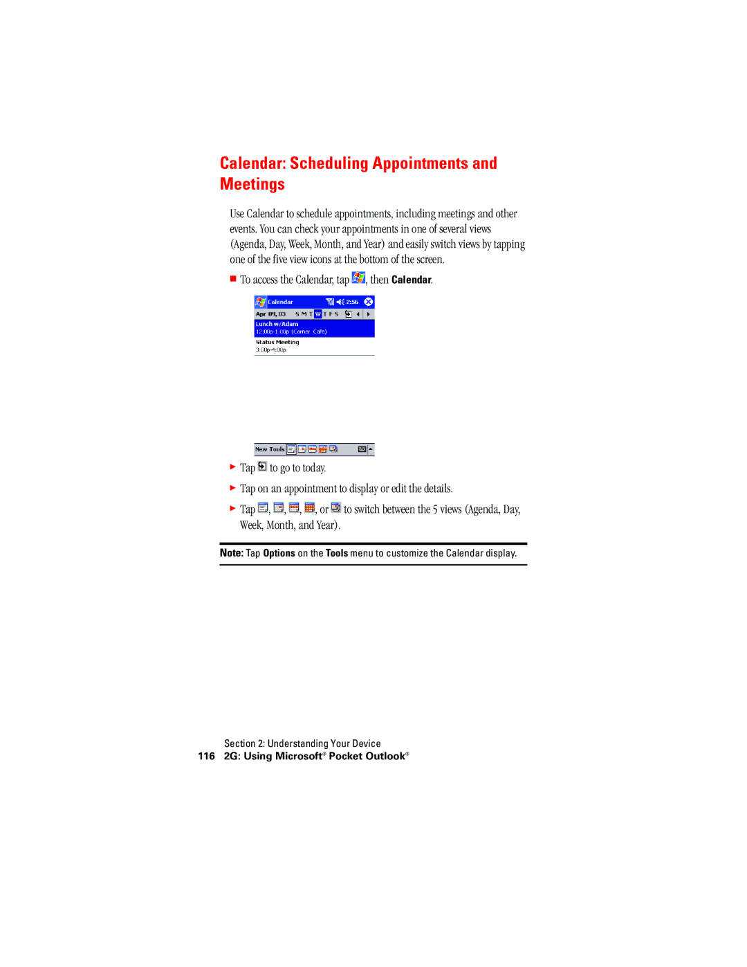 Hitachi SH-G1000 manual Calendar Scheduling Appointments and Meetings 