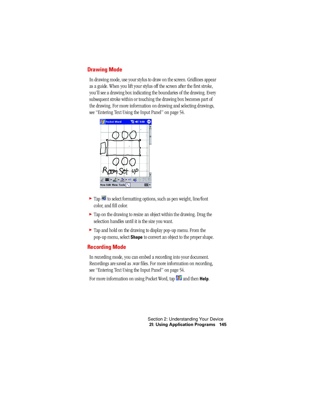 Hitachi SH-G1000 manual Drawing Mode, Recording Mode 