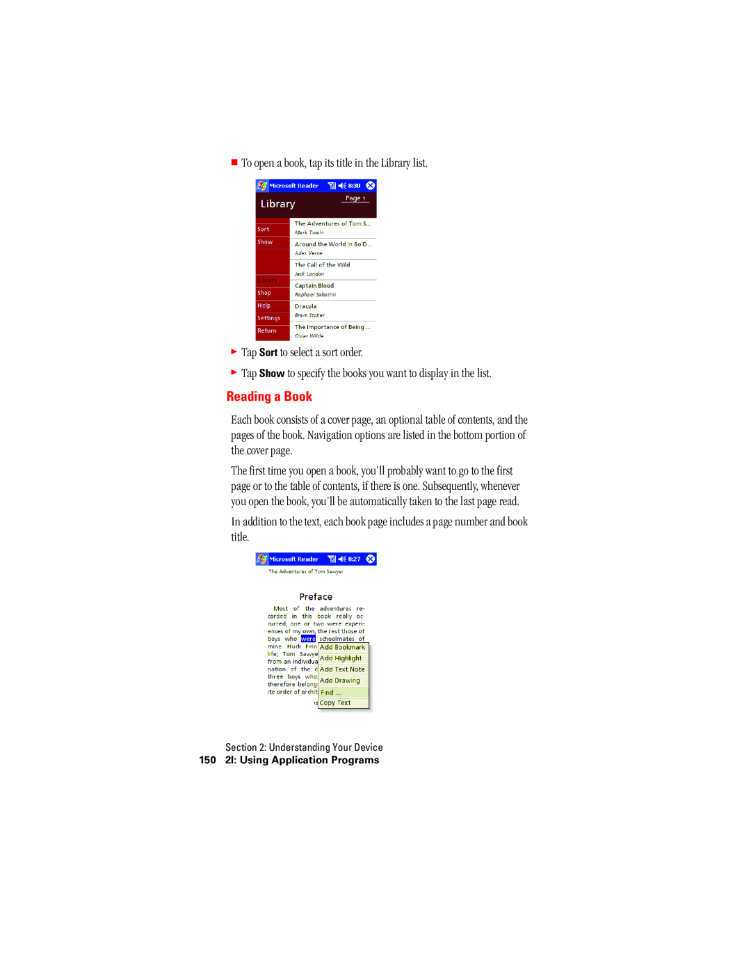 Hitachi SH-G1000 manual Reading a Book 