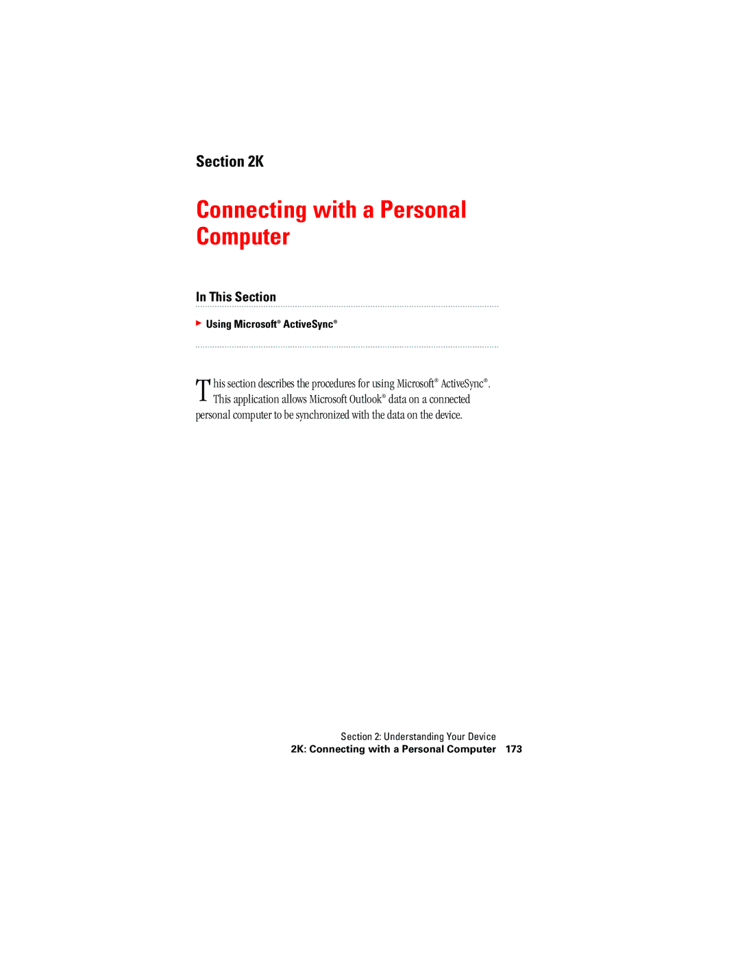 Hitachi SH-G1000 manual Connecting with a Personal Computer, Using Microsoft ActiveSync 