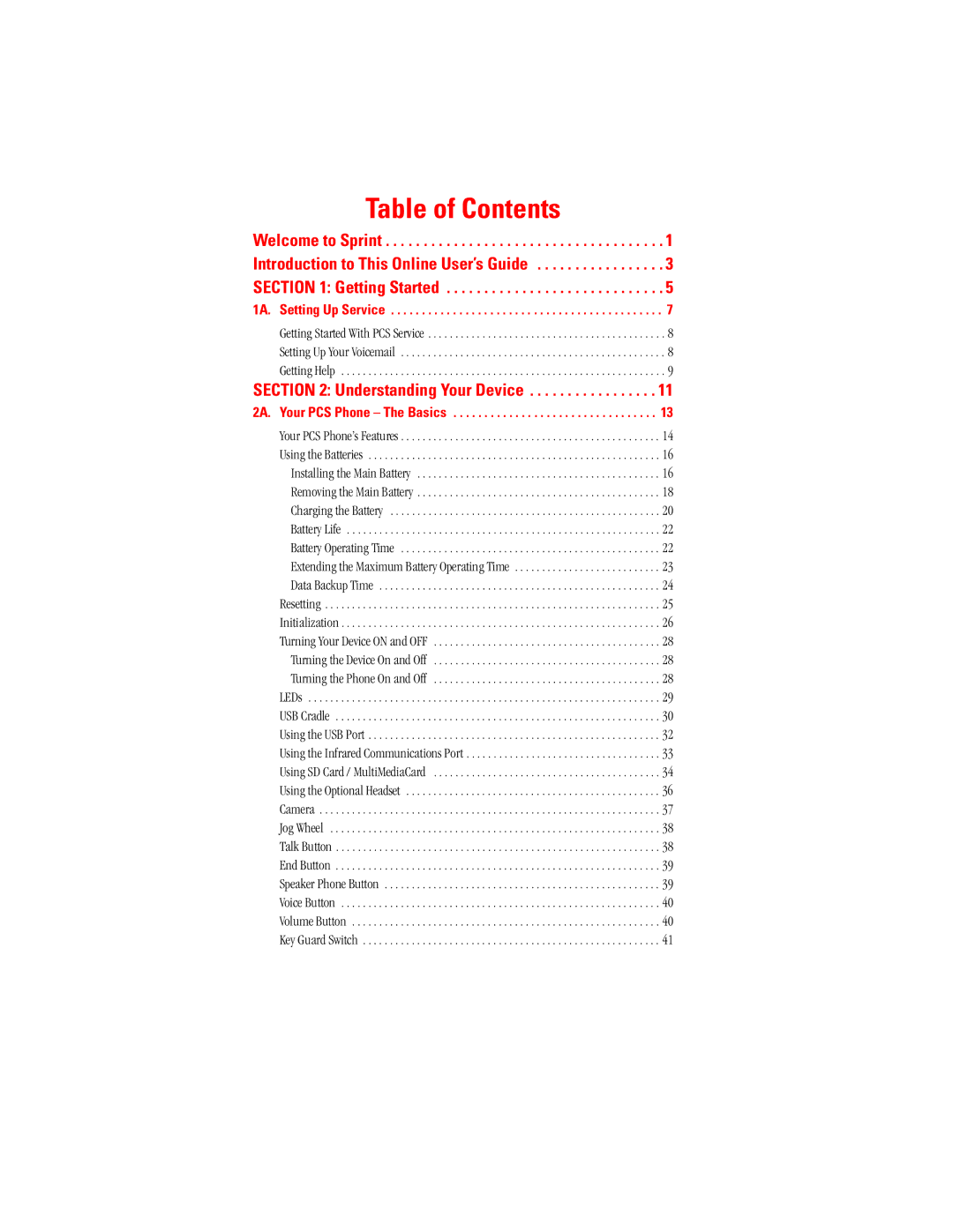 Hitachi SH-G1000 manual Table of Contents 