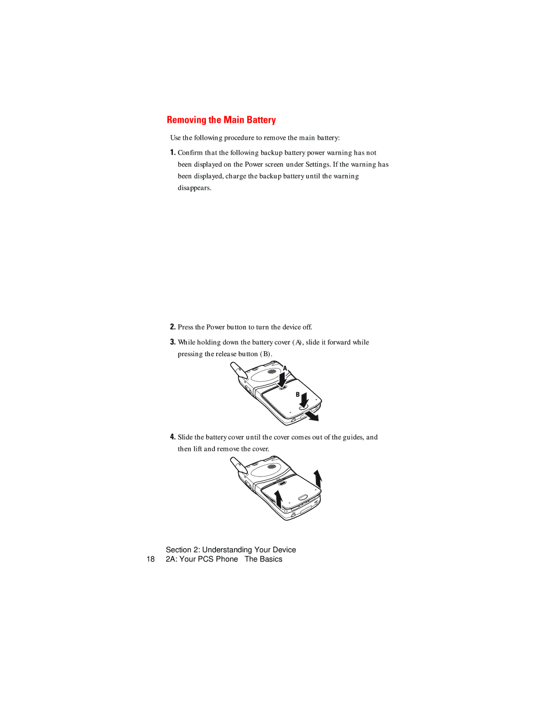 Hitachi SH-G1000 manual Removing the Main Battery 