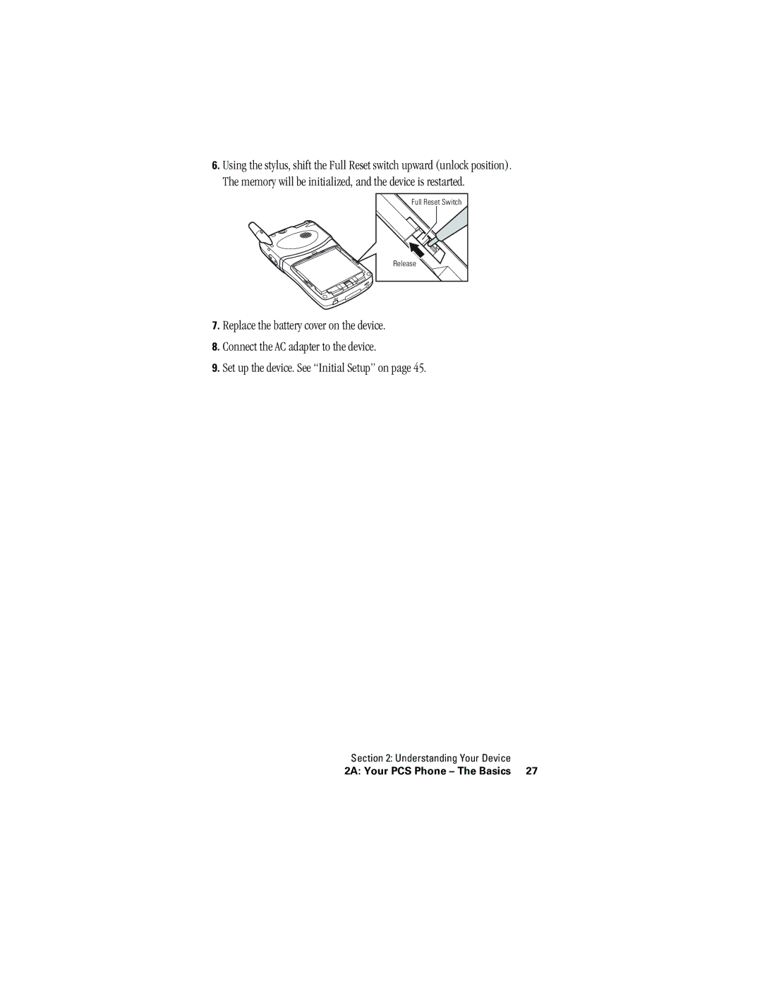 Hitachi SH-G1000 manual Full Reset Switchs Release 