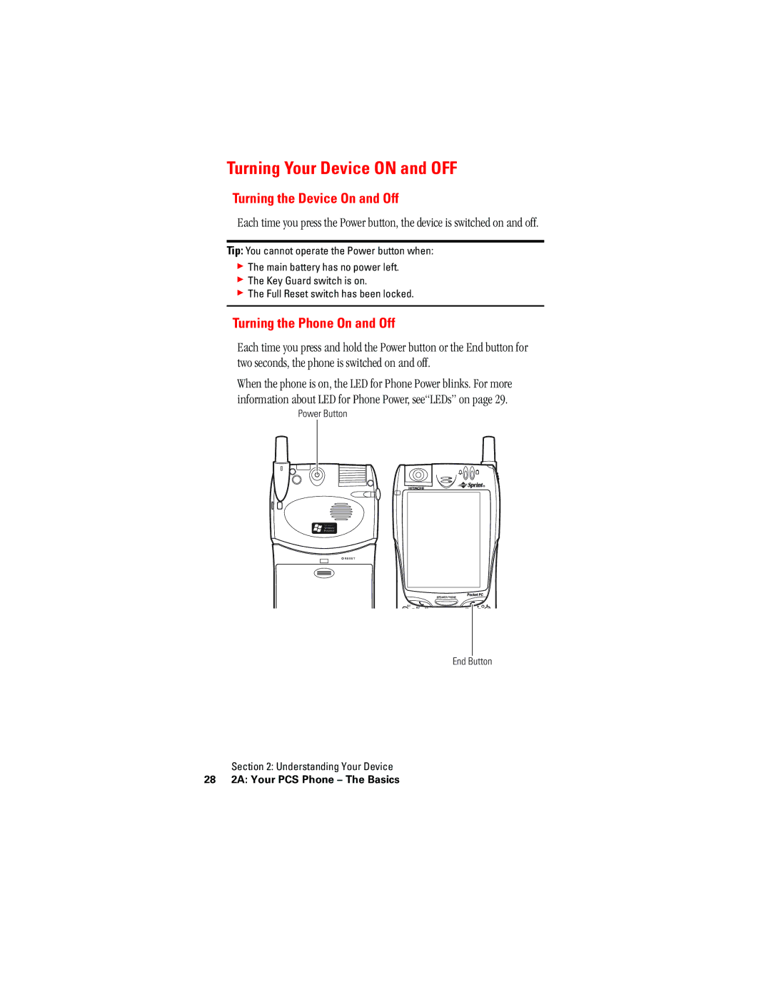 Hitachi SH-G1000 manual Turning Your Device on and OFF, Turning the Device On and Off, Turning the Phone On and Off 