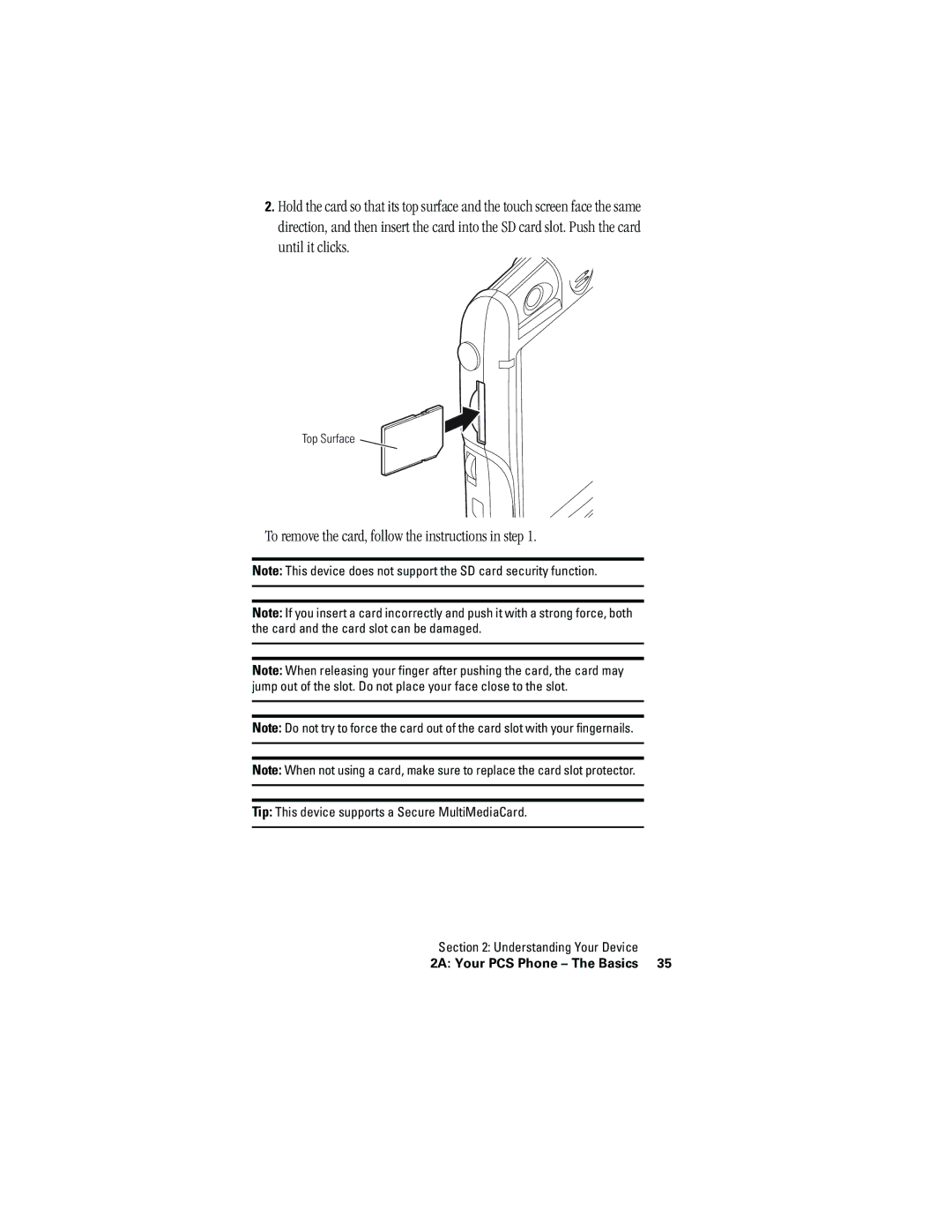 Hitachi SH-G1000 manual To remove the card, follow the instructions in step 