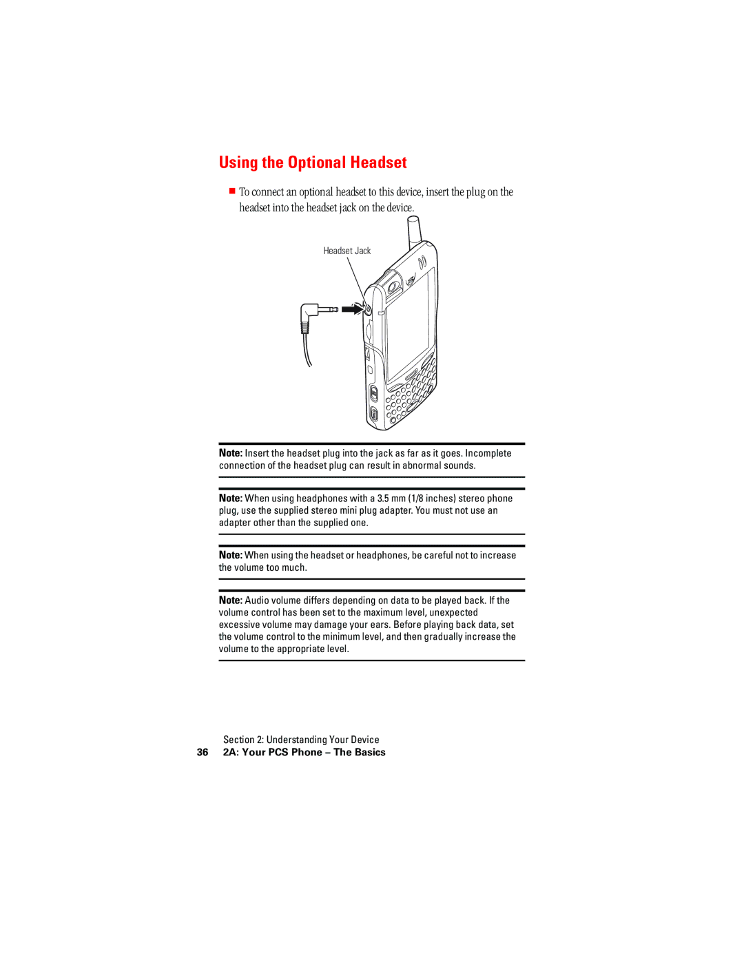 Hitachi SH-G1000 manual Using the Optional Headset 