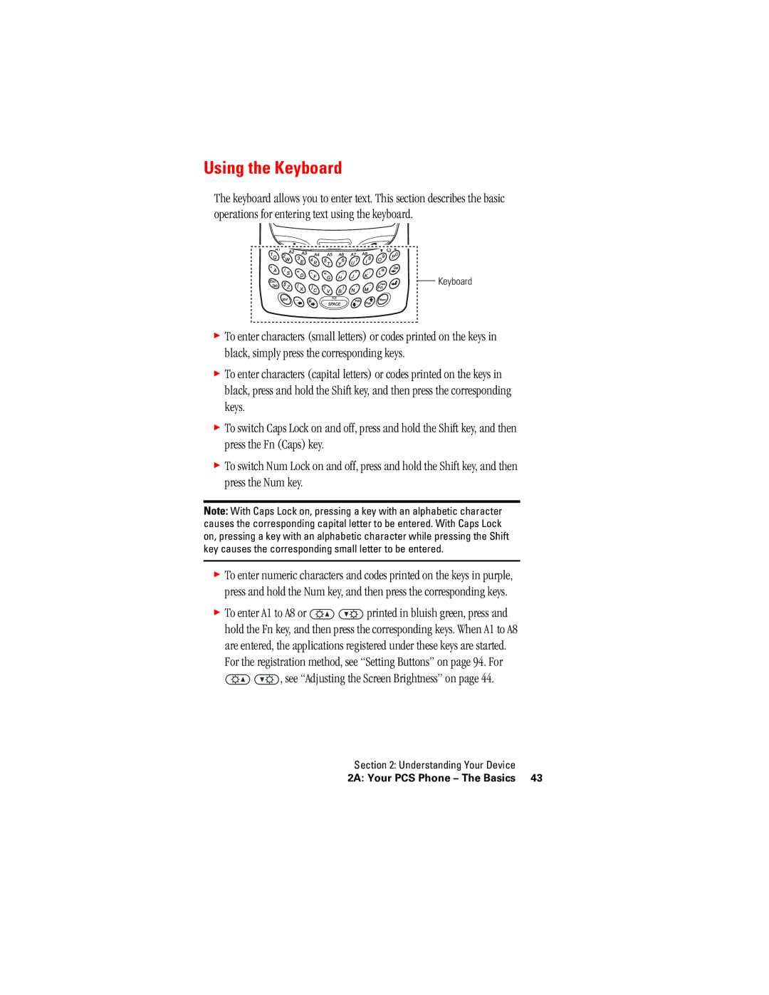 Hitachi SH-G1000 manual Using the Keyboard 